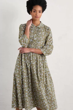 Dresses<Seasalt Cornwall 3/4 True Letter Dress Naive Carving Fern Moss