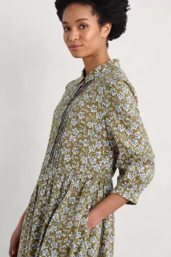 Dresses<Seasalt Cornwall 3/4 True Letter Dress Naive Carving Fern Moss