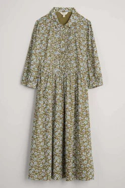 Dresses<Seasalt Cornwall 3/4 True Letter Dress Naive Carving Fern Moss