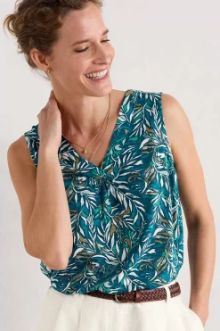 Tops<Seasalt Cornwall Achilla V-Neck Vest Kelp Forest Ocean Drift