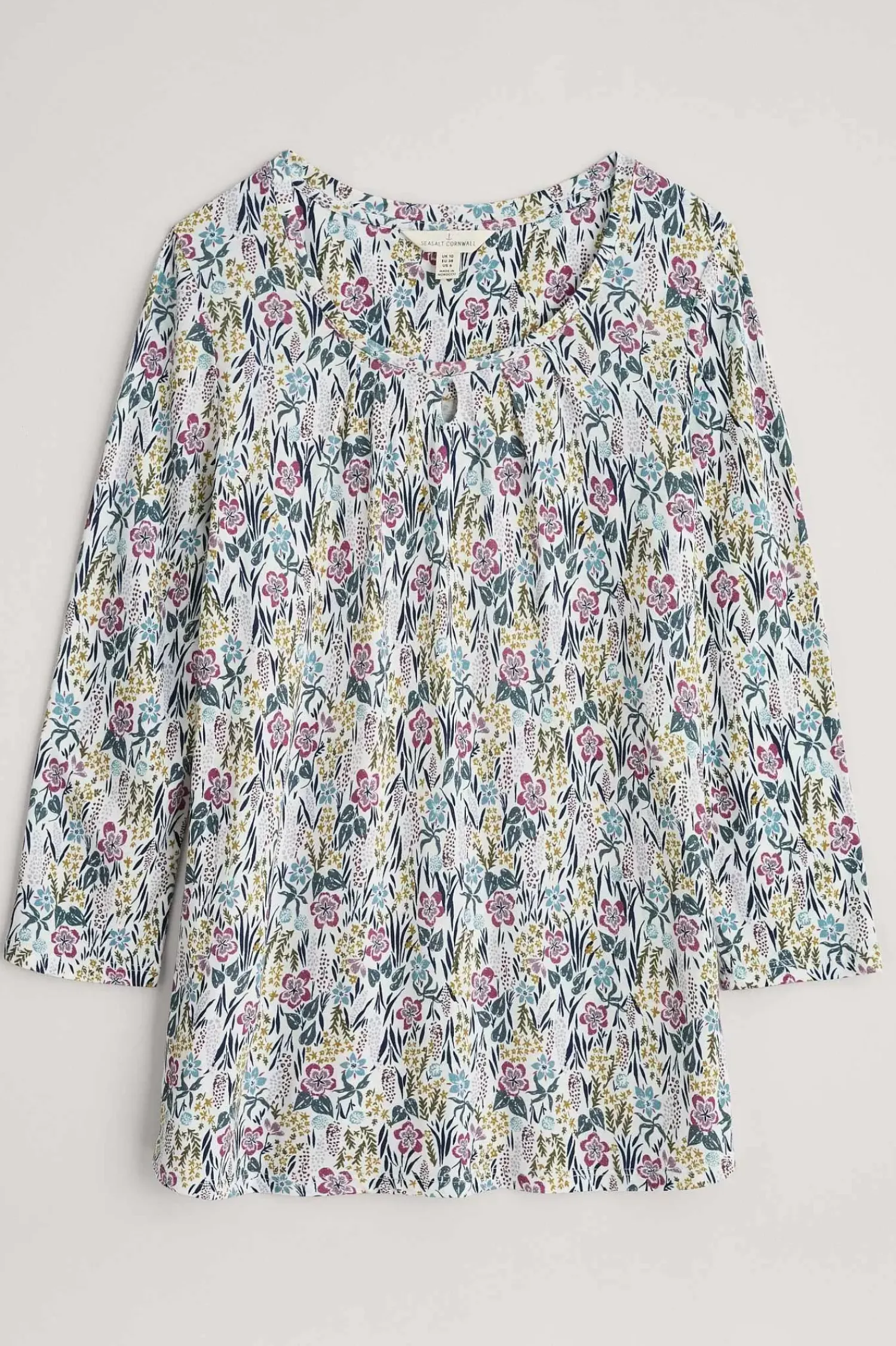 Tops<Seasalt Cornwall Appletree 3/4 Sleeve Top Floral Moor Chalk