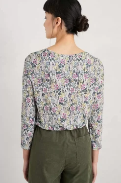 Tops<Seasalt Cornwall Appletree 3/4 Sleeve Top Floral Moor Chalk