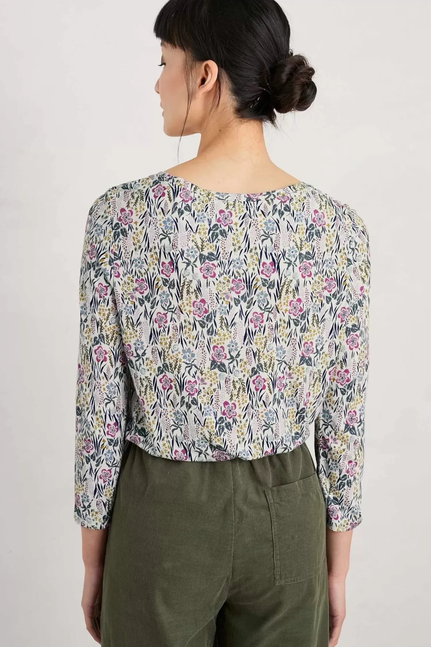 Tops<Seasalt Cornwall Appletree 3/4 Sleeve Top Floral Moor Chalk