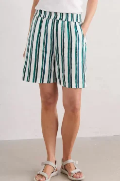 Trousers & Shorts<Seasalt Cornwall Aviso Printed Linen Shorts River Stripe Chalk