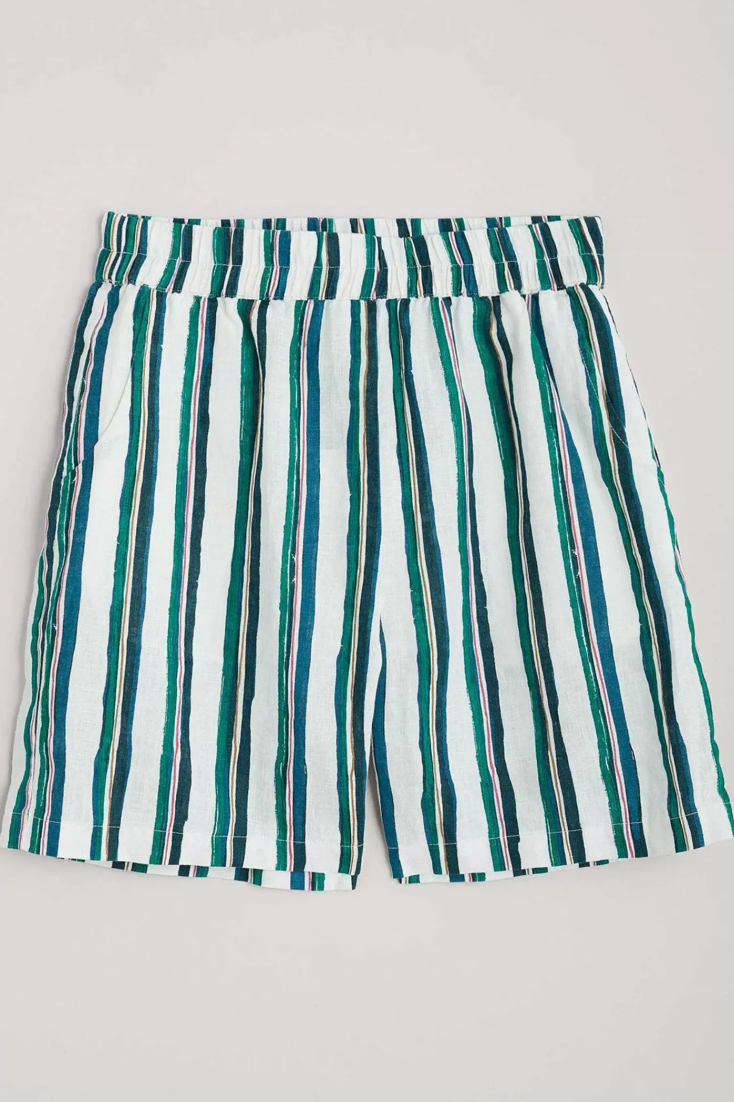 Trousers & Shorts<Seasalt Cornwall Aviso Printed Linen Shorts River Stripe Chalk