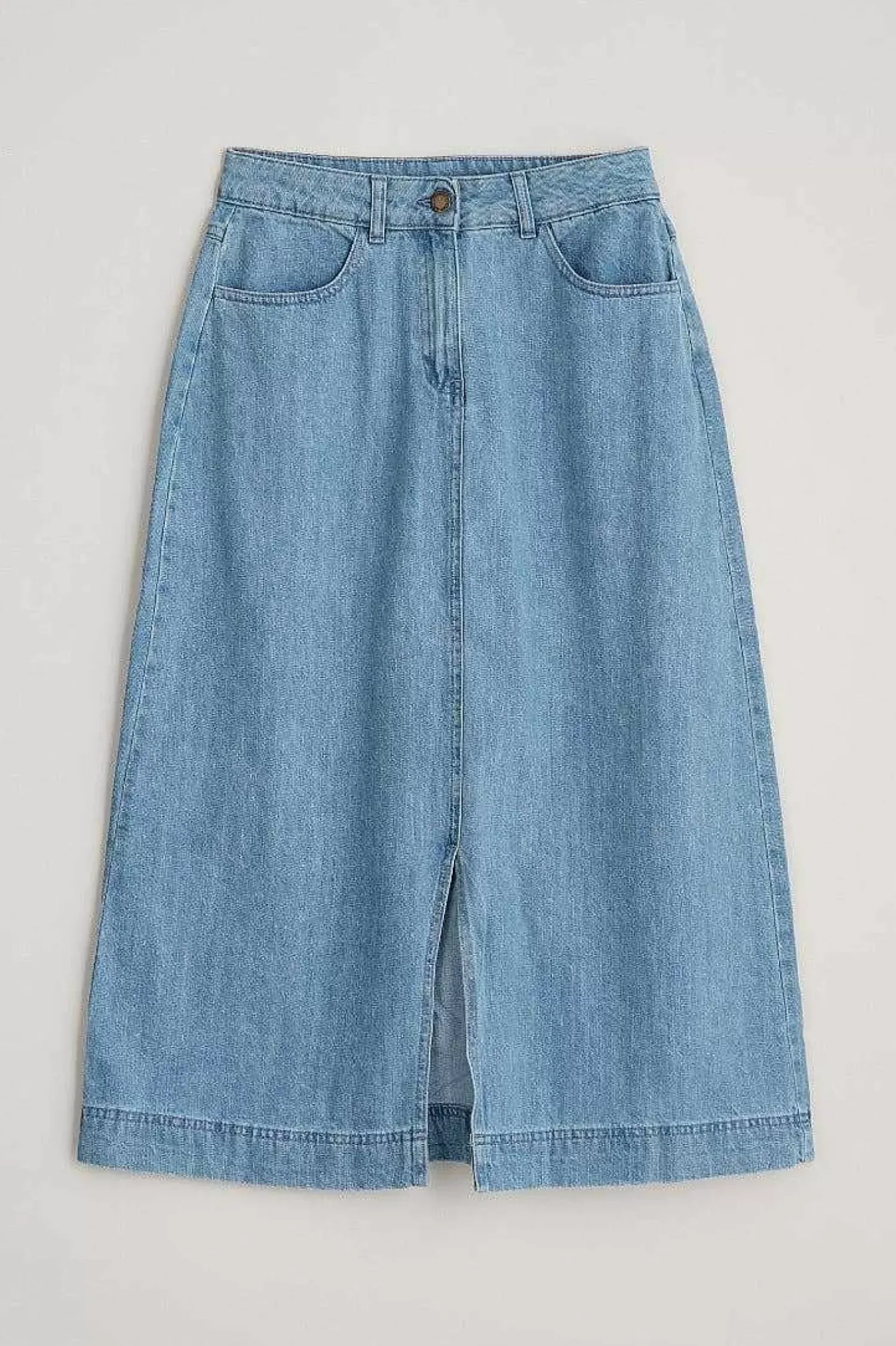 Skirts<Seasalt Cornwall Bowline Denim Midi Skirt Light Wash Rain Slub