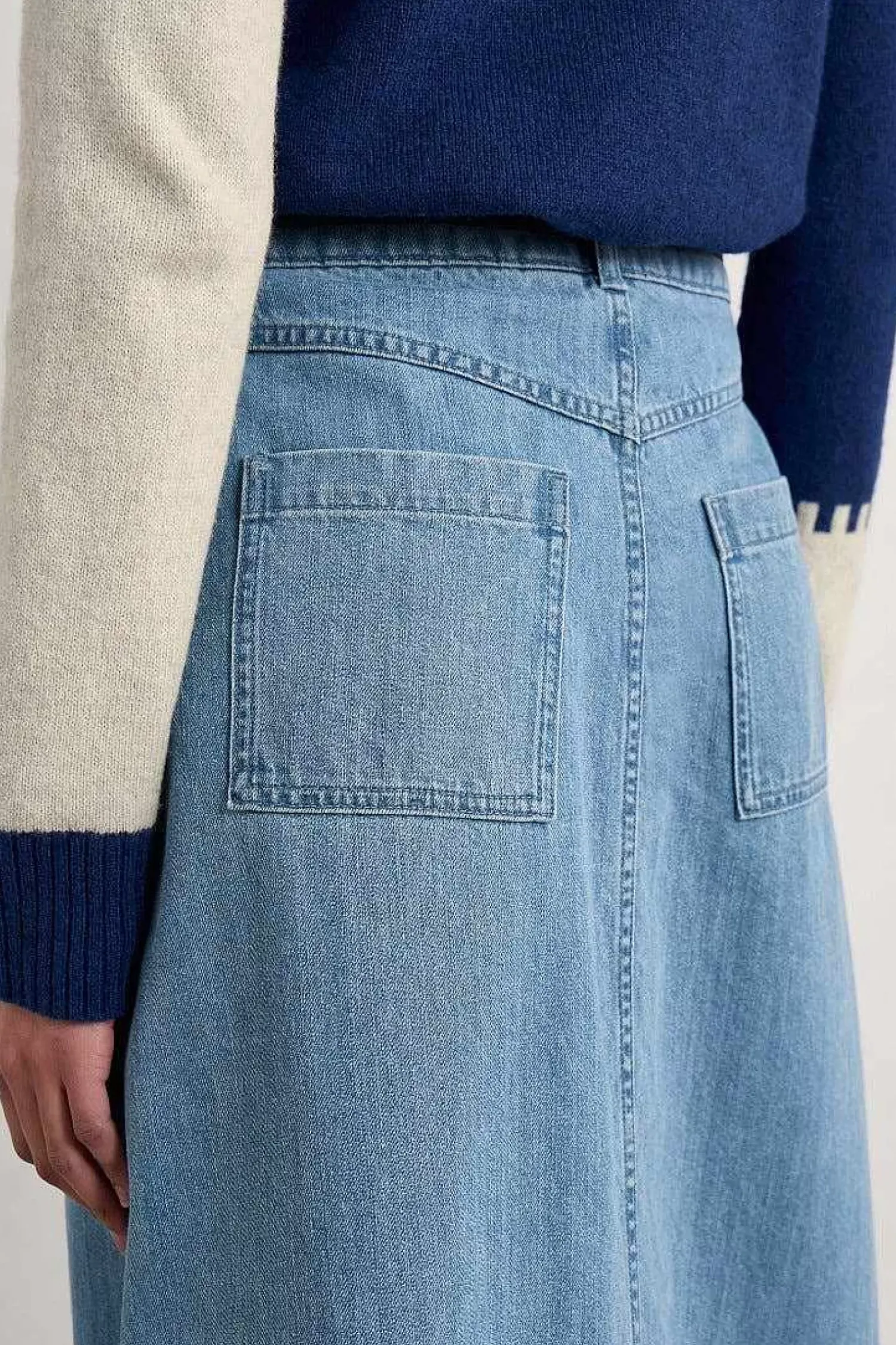 Skirts<Seasalt Cornwall Bowline Denim Midi Skirt Light Wash Rain Slub