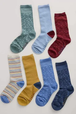 Socks & Tights<Seasalt Cornwall Box Of 7 Women's Sailor Socks Burranet Mix