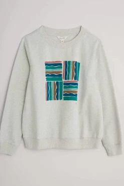 Tops<Seasalt Cornwall Bright Wave Printed Organic Cotton Sweatshirt Brushstroke Stamp Chalk