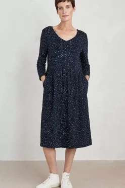 Dresses<Seasalt Cornwall Brush Drawing 3/4 Sleeve Dress Paint Speckles Maritime