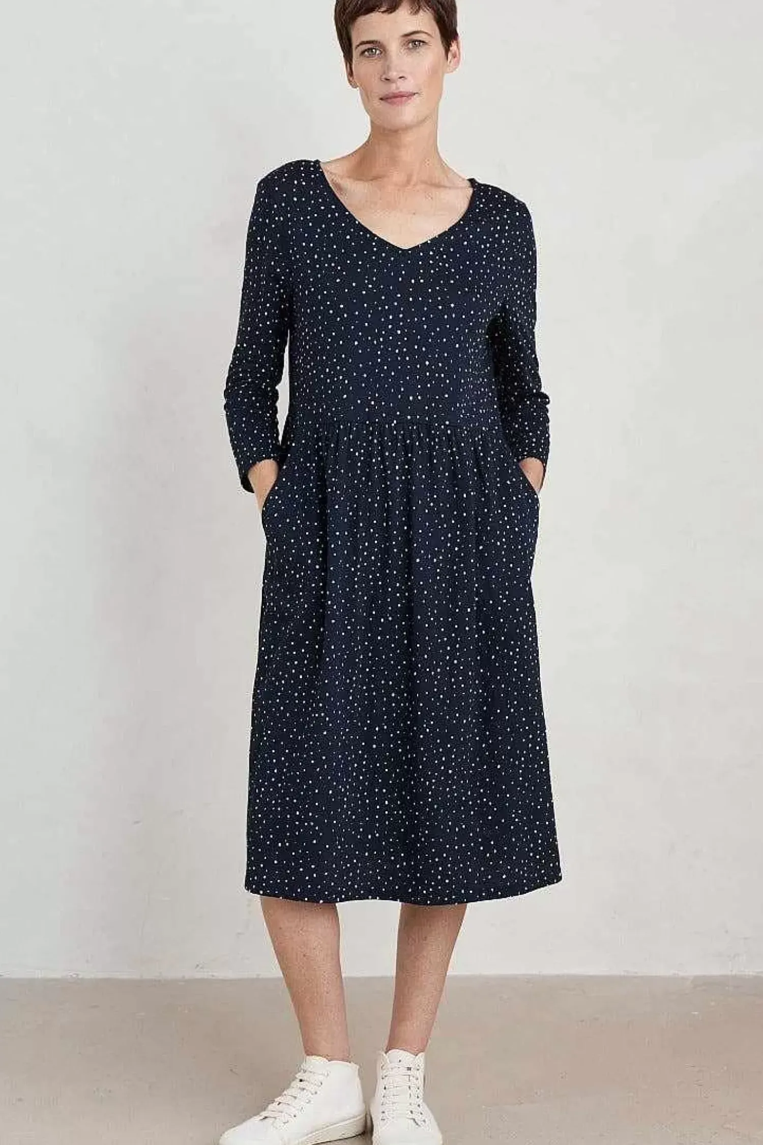 Dresses<Seasalt Cornwall Brush Drawing 3/4 Sleeve Dress Paint Speckles Maritime