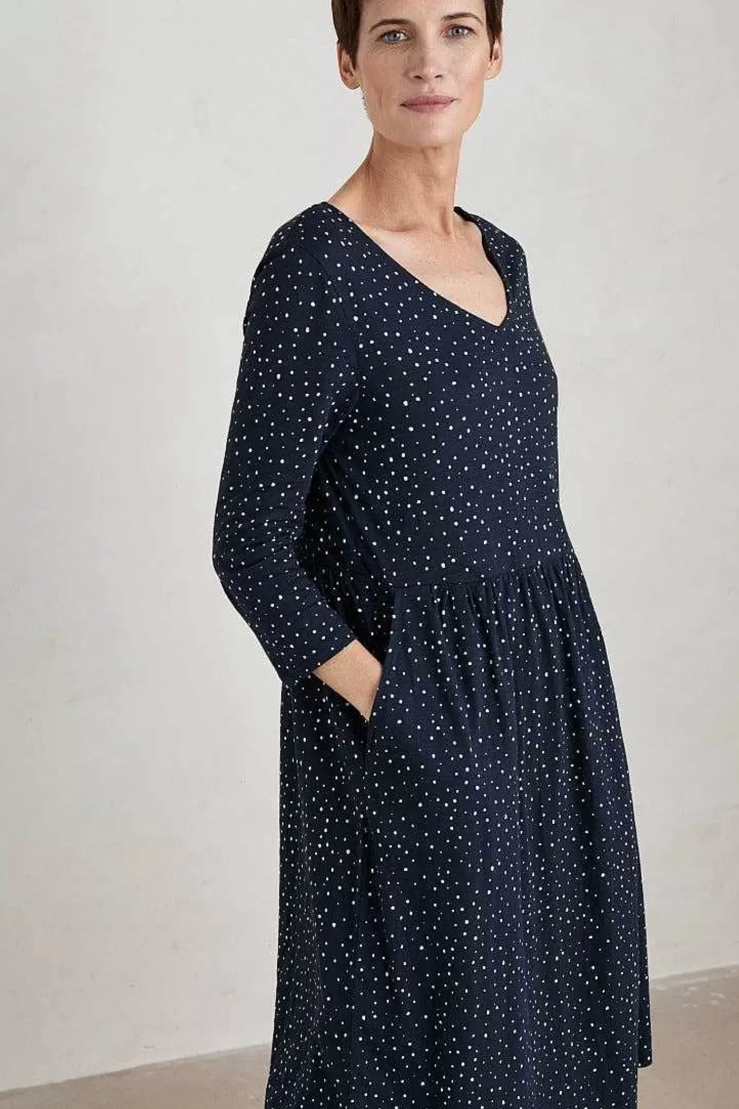 Dresses<Seasalt Cornwall Brush Drawing 3/4 Sleeve Dress Paint Speckles Maritime