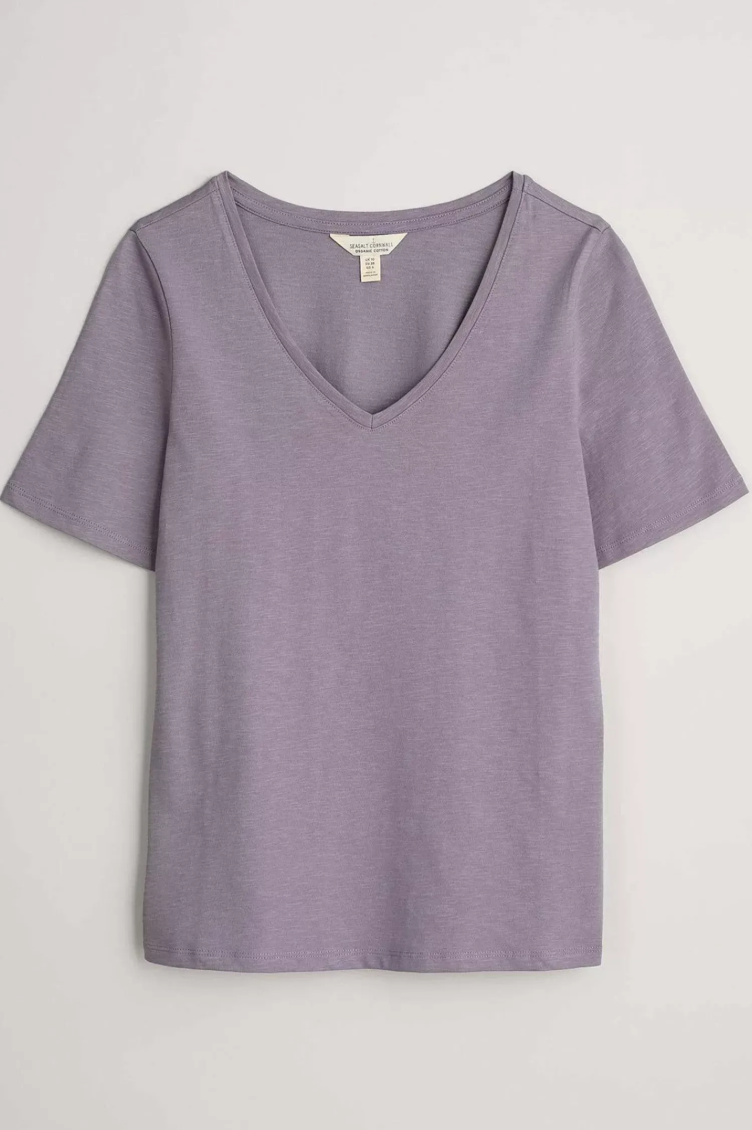 Tops<Seasalt Cornwall Burdock Organic Cotton V-Neck T-Shirt (Gots) Grape Thistle