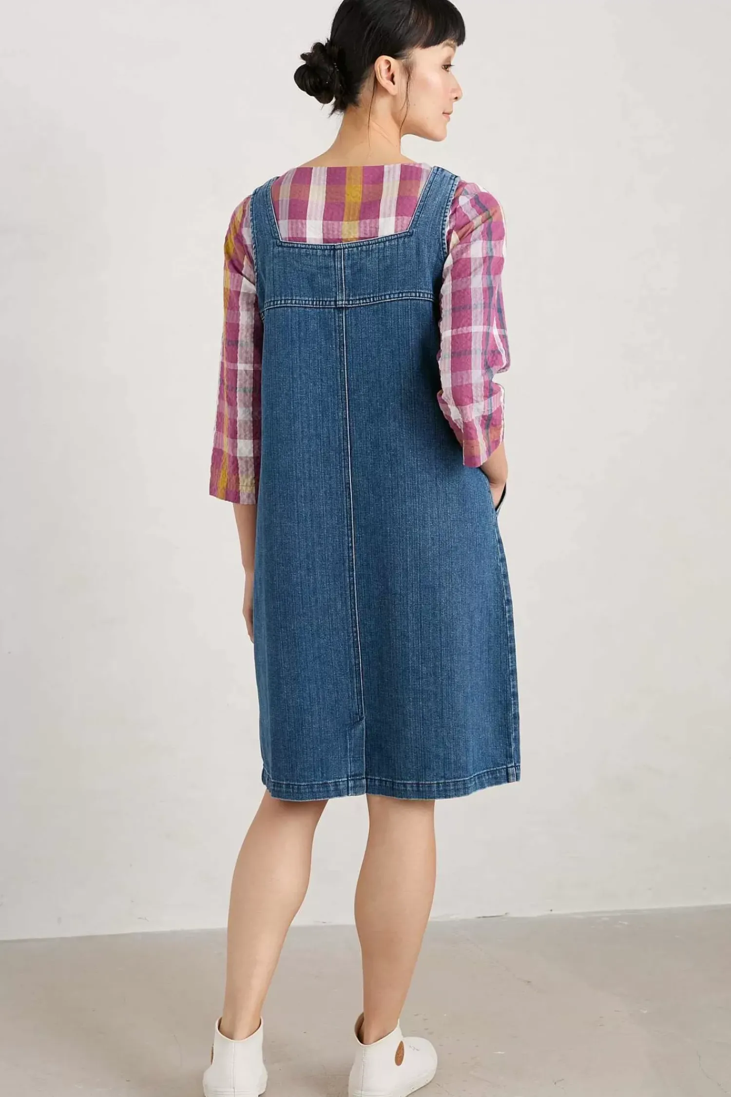 Dresses<Seasalt Cornwall Calican Denim Pinafore Dress Mid Wash Grain