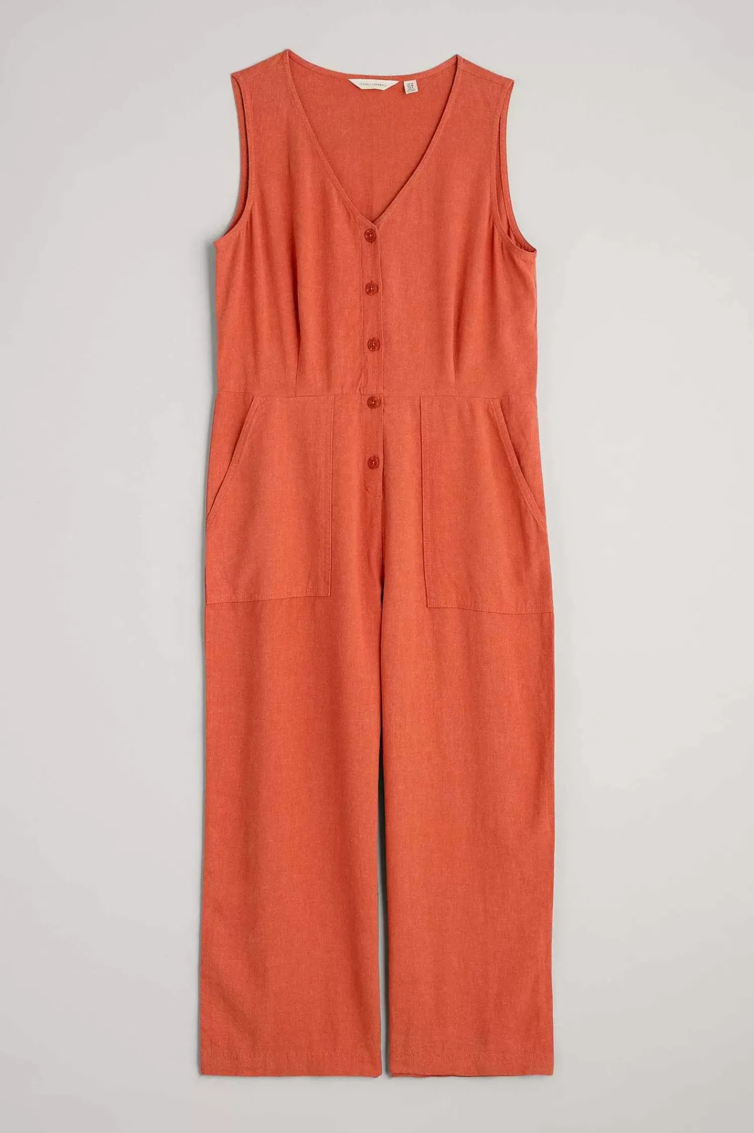 Trousers & Shorts<Seasalt Cornwall Carthew V Neck Linen Blend Jumpsuit Papaya
