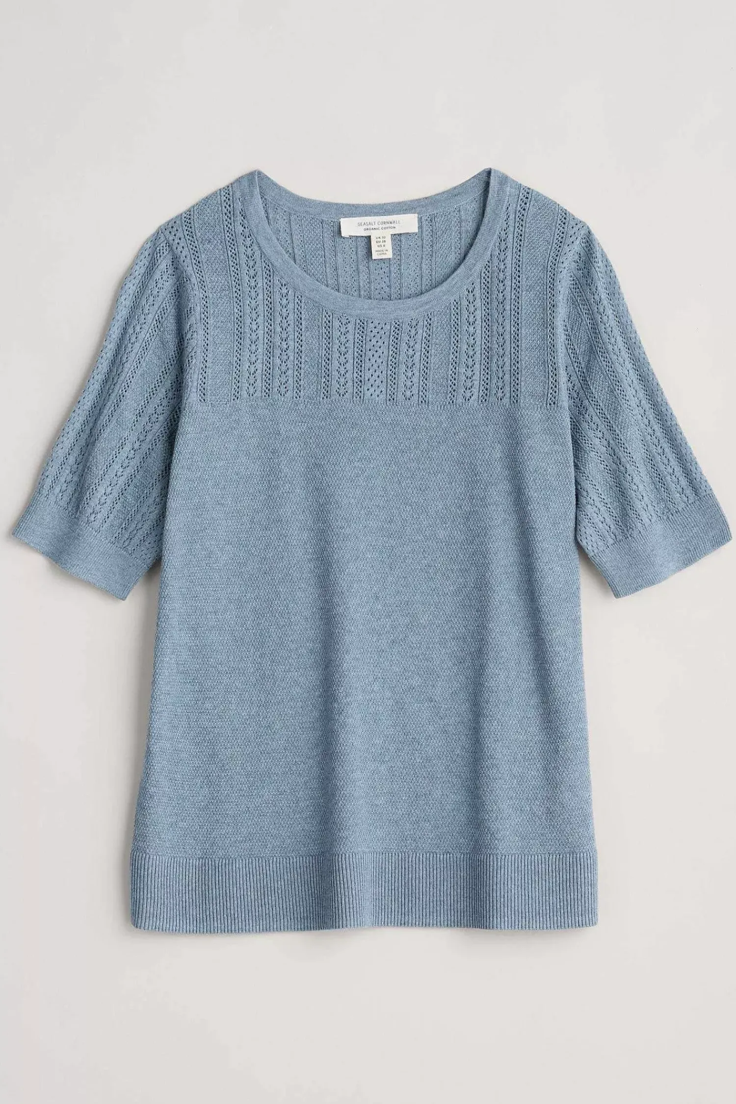 Knitwear<Seasalt Cornwall Chiff Chaff Short Sleeve Knitted Top Blue Fog