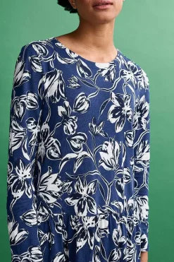 Dresses<Seasalt Cornwall Cladonia Long Sleeve Jersey Dress Cyclamen Marine Maritime