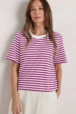 Tops<Seasalt Cornwall Copseland Striped Organic Cotton T-Shirt (Gots) Mini Cornish Chalk Cordial