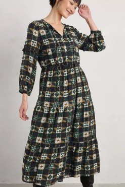 Dresses<Seasalt Cornwall Dearling Tiered Dress Folky Quilt Onyx