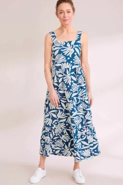 Dresses<Seasalt Cornwall Deep Water Tiered Dress Cut Paper Flowers Waterfront