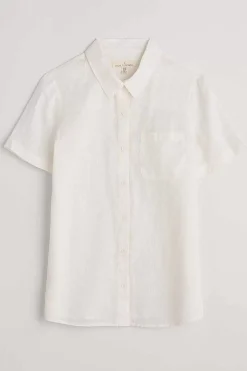Tops<Seasalt Cornwall Drydock Short Sleeve Linen Shirt Chalk