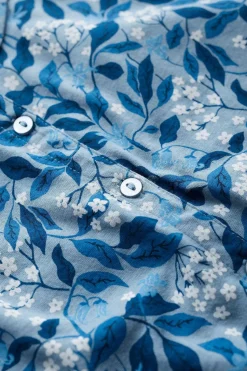 Tops<Seasalt Cornwall Embrace 3/4 Sleeve Jersey Shirt Flower Meadow Blue Fog