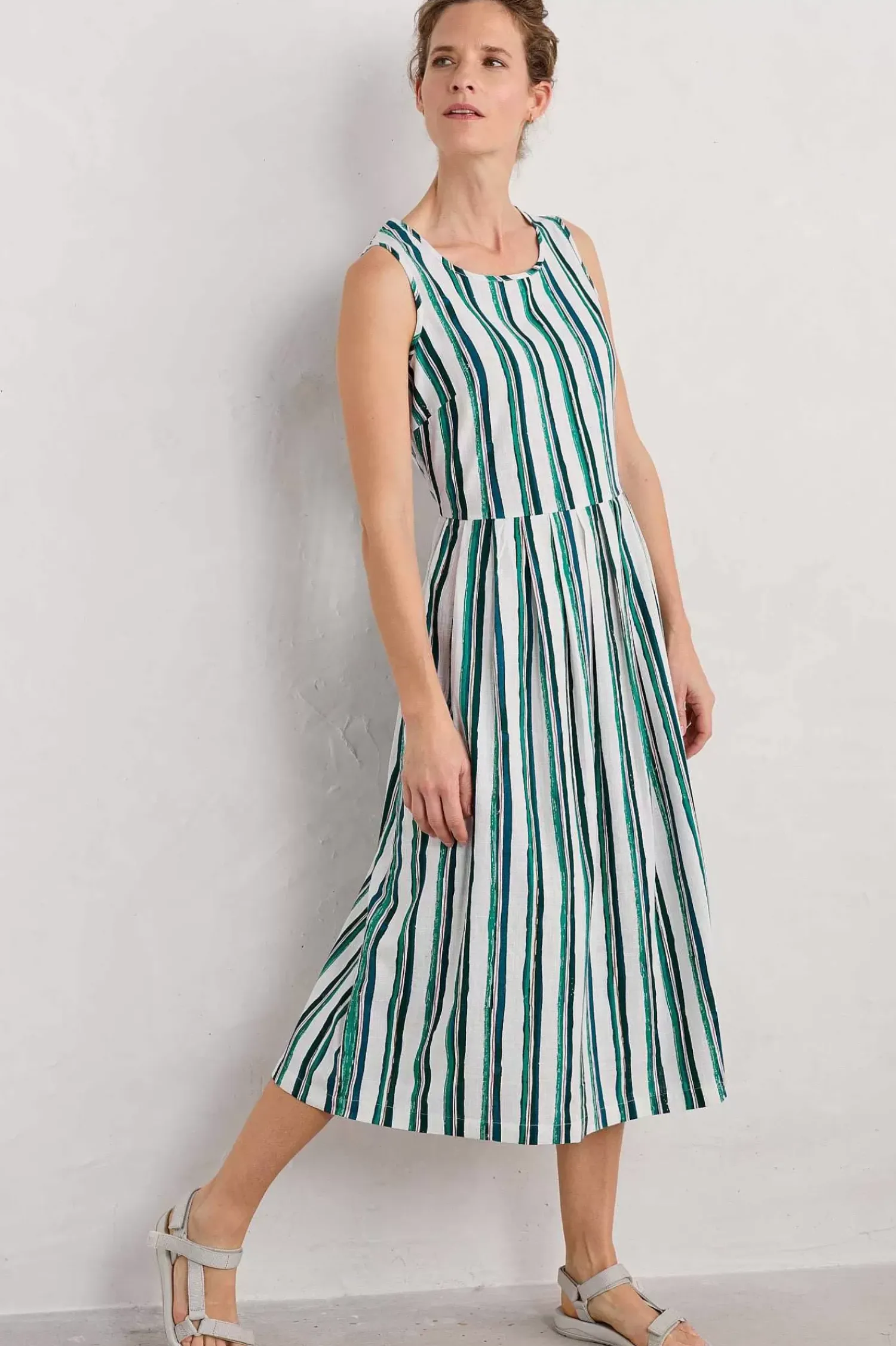 Dresses<Seasalt Cornwall Farley's Midi Dress River Stripe Chalk