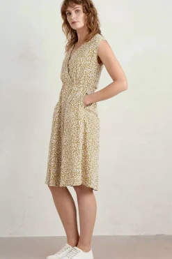 Dresses<Seasalt Cornwall Faye Sleeveless Mock Wrap Dress Hedge Mark Ditsy Pear