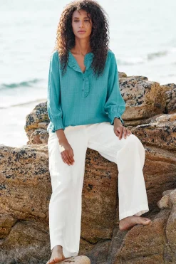 Tops<Seasalt Cornwall Feather Star Checked Top Tidepool