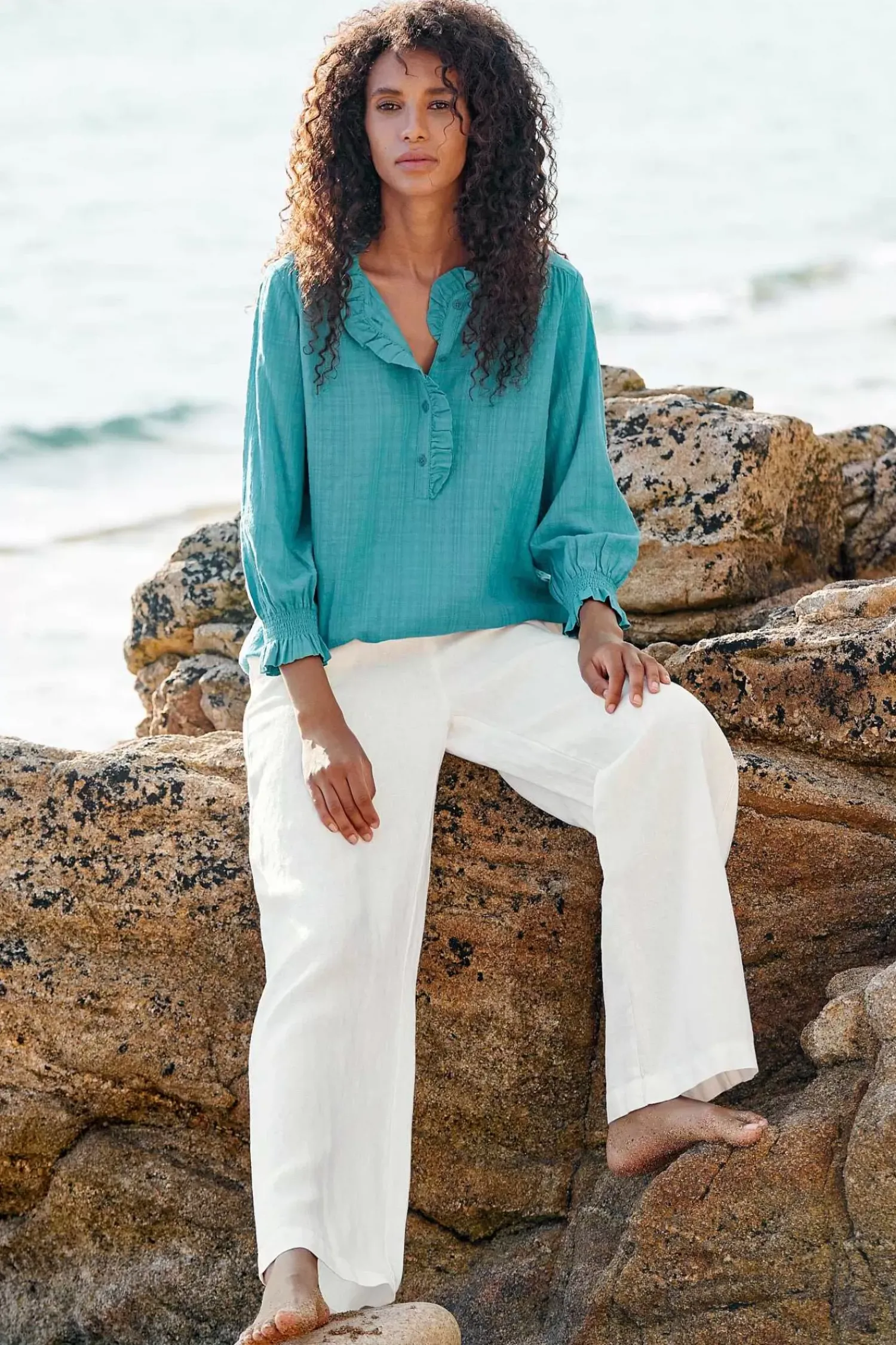 Tops<Seasalt Cornwall Feather Star Checked Top Tidepool