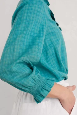 Tops<Seasalt Cornwall Feather Star Checked Top Tidepool