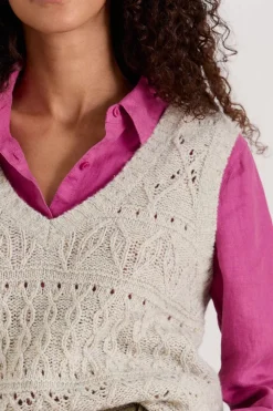 Knitwear<Seasalt Cornwall Feock Merino Blend V-Neck Knitted Vest Aran