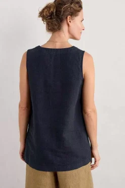 Tops<Seasalt Cornwall Foredune Linen Vest Maritime