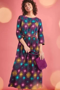 Dresses<Seasalt Cornwall Forestry Midi Dress Sparkler Geo Grape