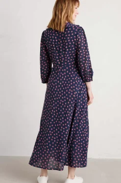 Dresses<Seasalt Cornwall Furled Flower V-Neck Dress Mini Raspberries Maritime