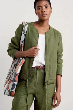 Coats & Jackets<Seasalt Cornwall Galleon Zip Through Linen Jacket Heath