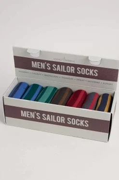 Socks<Seasalt Cornwall Gift Box Of 7 Men's Sailor Socks Cabooler Mix