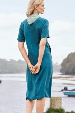 Dresses<Seasalt Cornwall Grass Wave Linen Midi Dress Mast