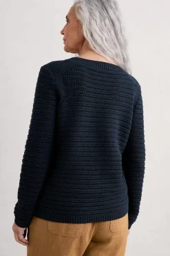 Knitwear<Seasalt Cornwall Gull Rock Pointelle Knit Jumper (Gots) Maritime