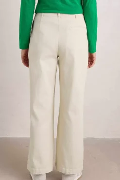 Trousers & Shorts<Seasalt Cornwall Hannafore View Full Length Wide Leg Trousers Limestone