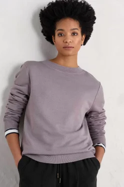 Tops<Seasalt Cornwall Hawkmoth Organic Cotton Sweatshirt Grape Thistle
