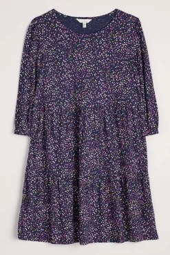 Dresses<Seasalt Cornwall Heron Dip Tiered Jersey Dress Dotted Paint Crocus