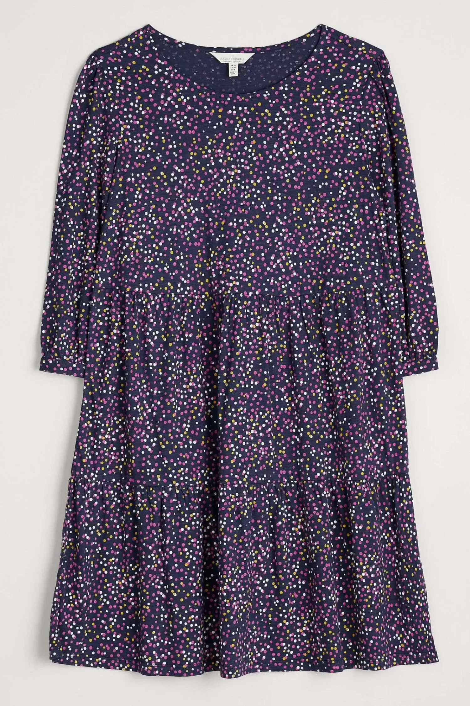 Dresses<Seasalt Cornwall Heron Dip Tiered Jersey Dress Dotted Paint Crocus