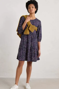 Dresses<Seasalt Cornwall Heron Dip Tiered Jersey Dress Dotted Paint Crocus