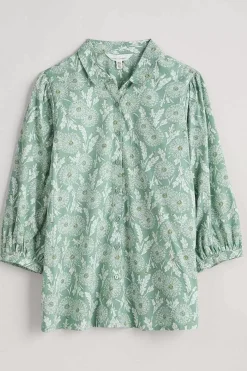 Tops<Seasalt Cornwall Hope Cottage Organic Cotton Blouse Dandelion Seed Rosemary