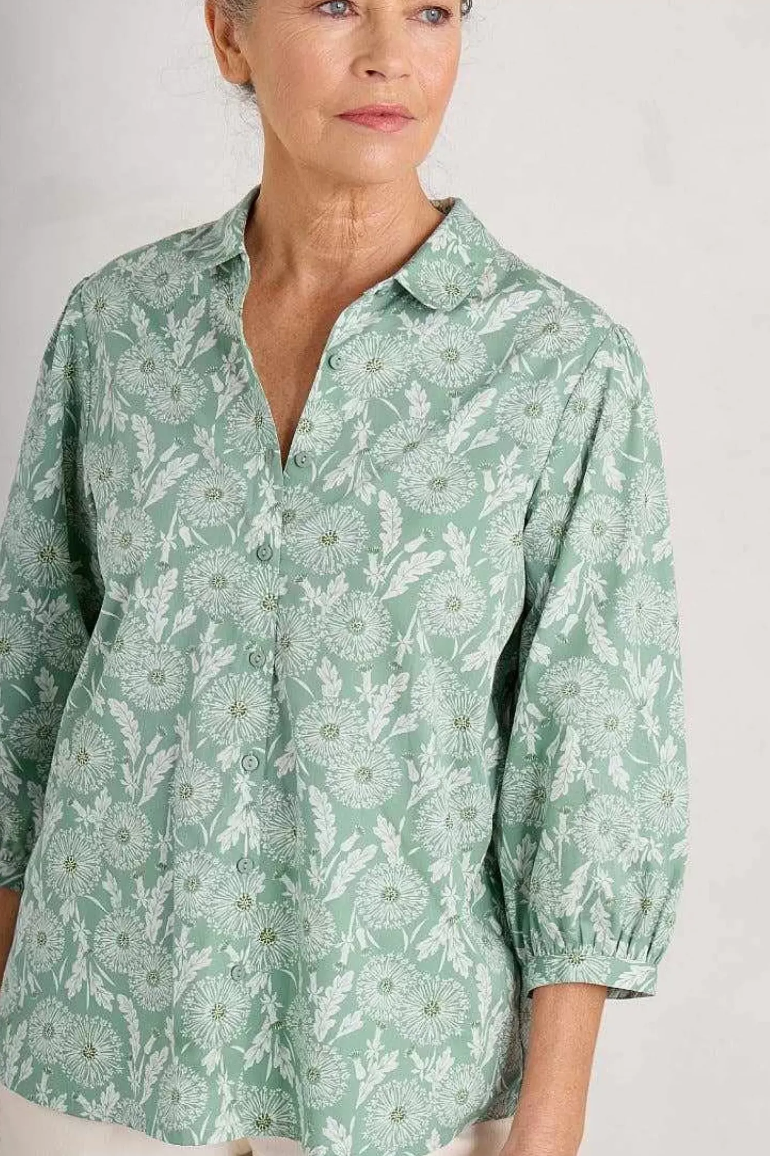 Tops<Seasalt Cornwall Hope Cottage Organic Cotton Blouse Dandelion Seed Rosemary