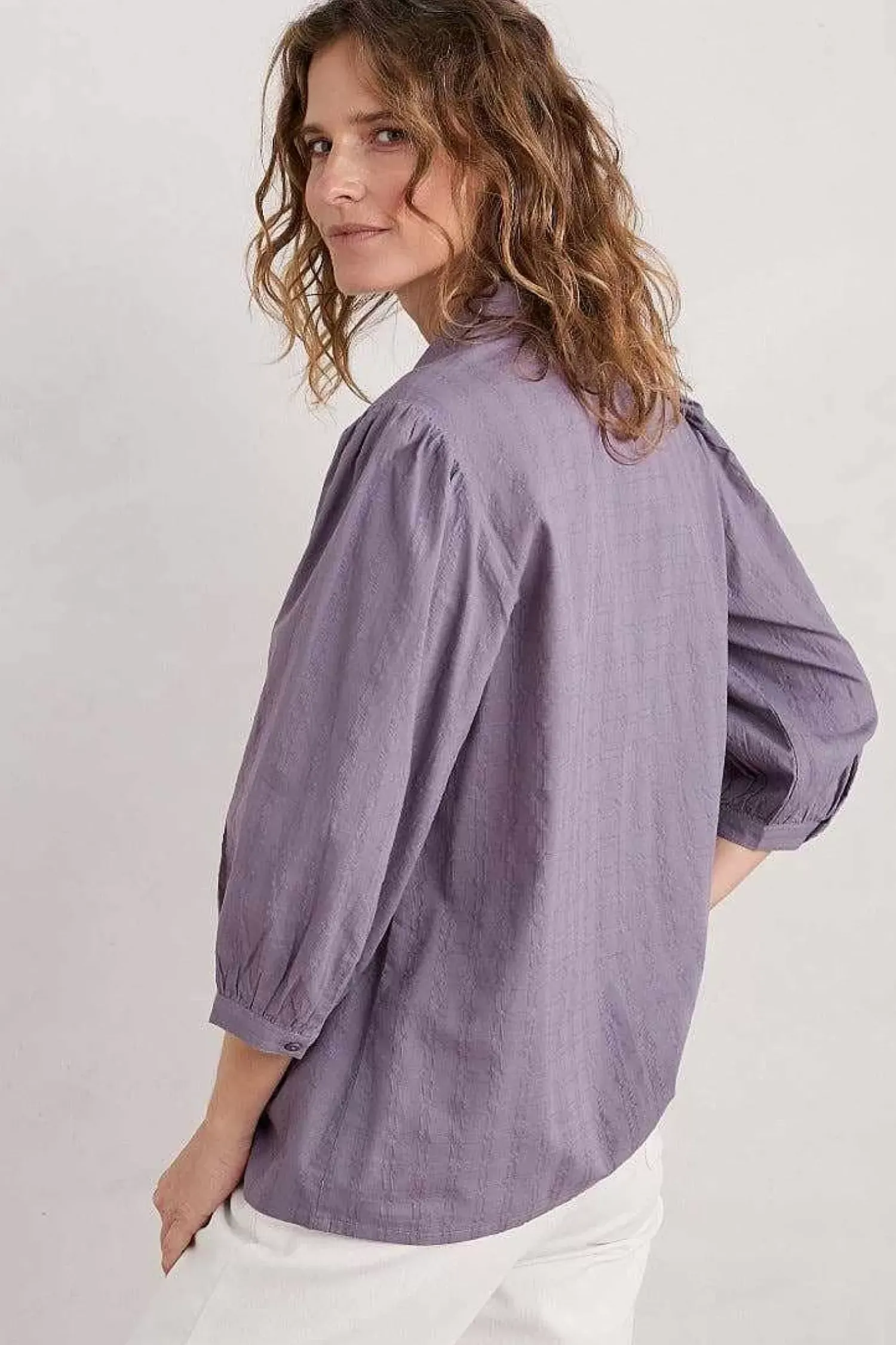 Tops<Seasalt Cornwall Hope Cottage Organic Cotton Check Blouse Grape Thistle