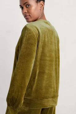 Tops<Seasalt Cornwall Kowan Velour Sweatshirt Bright Olive