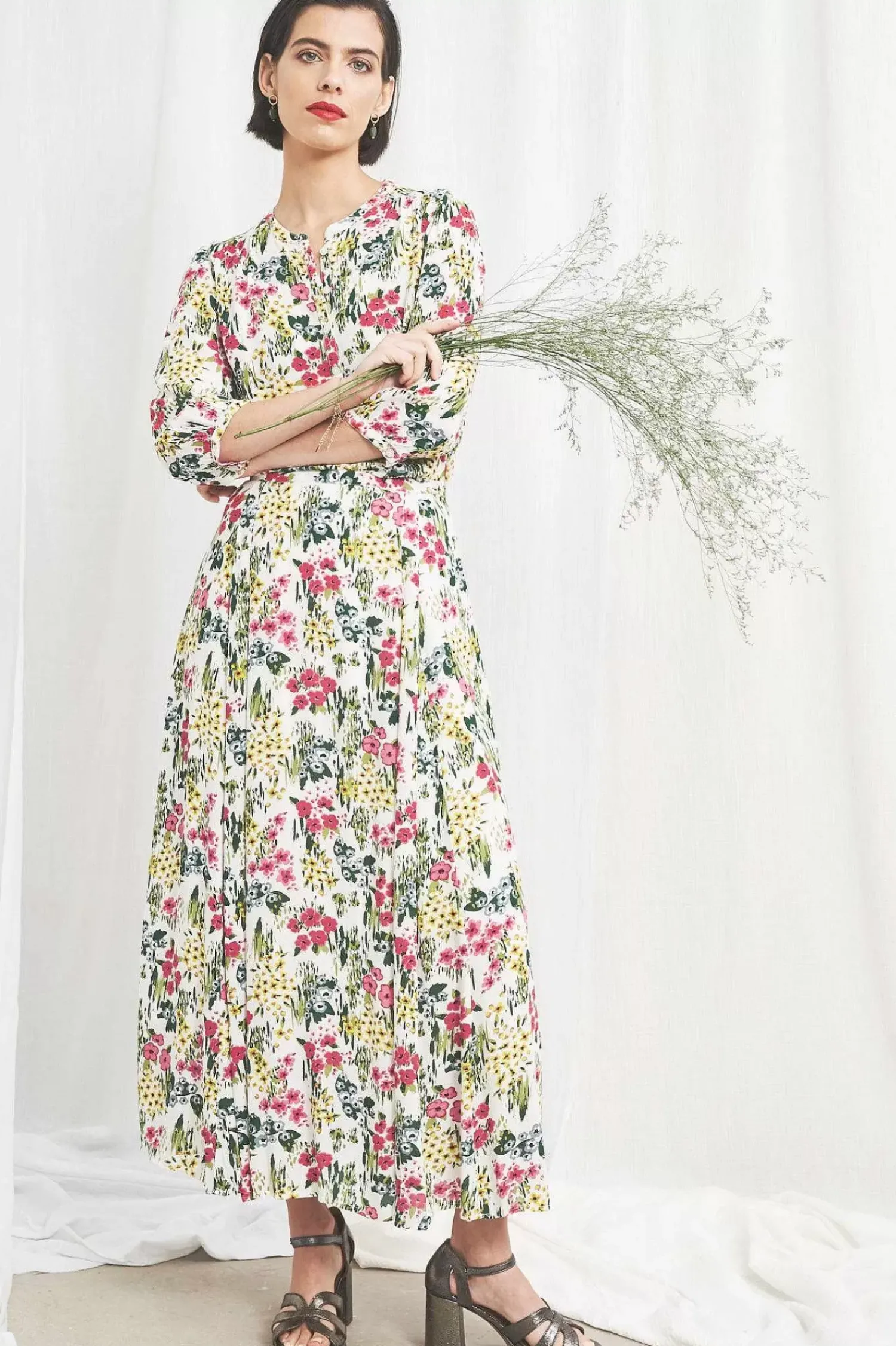 Skirts<Seasalt Cornwall Lethlean Pleated Maxi Skirt Painterly Field Chalk