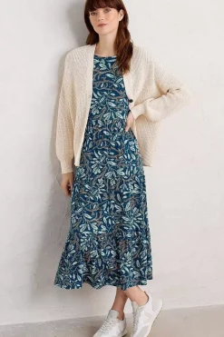 Dresses<Seasalt Cornwall Line Strokes Short Sleeve Dress (Gots) Flowing Reeds Raincloud